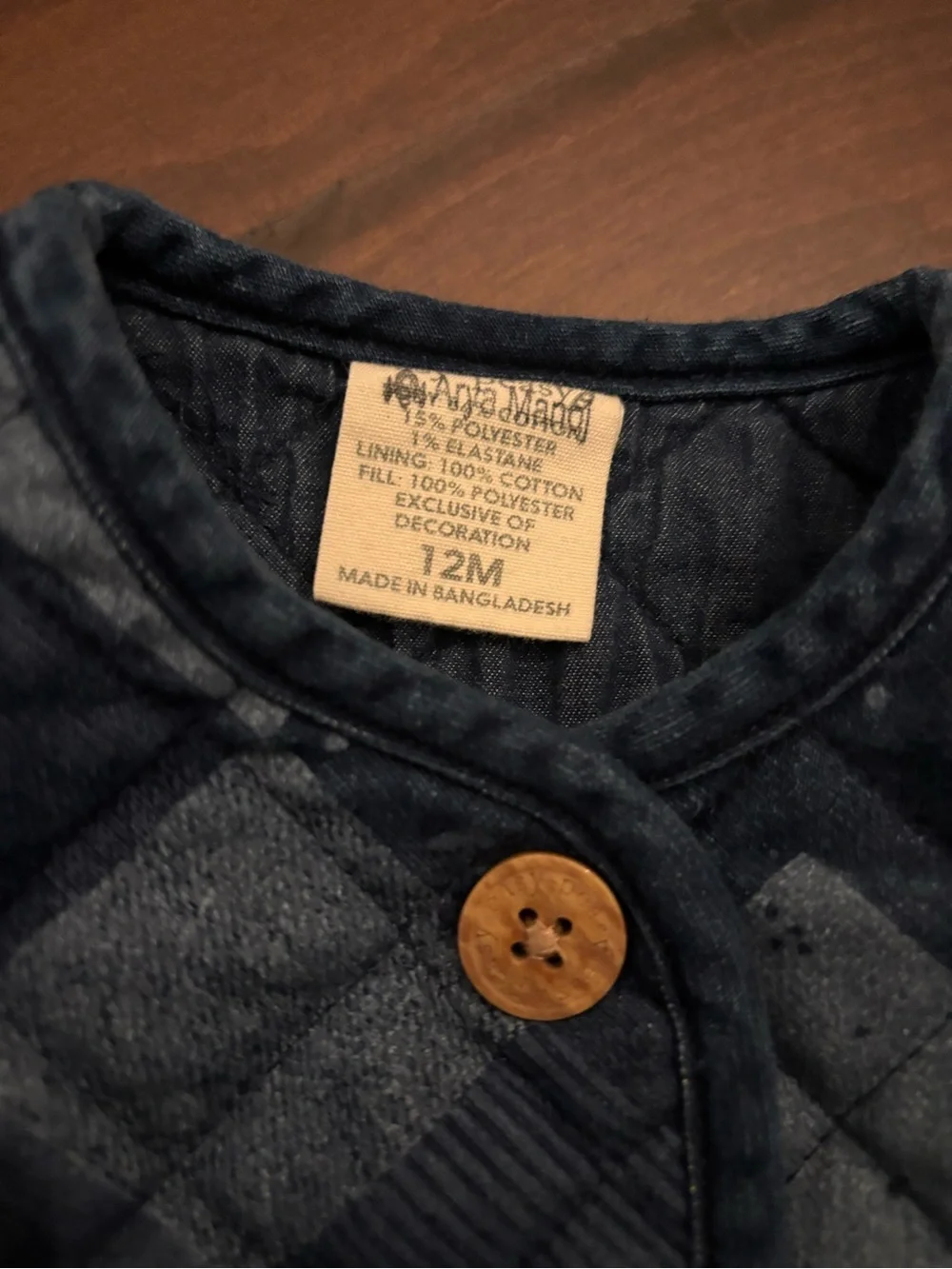 Quilted Navy Cotton Jacket with Button Front